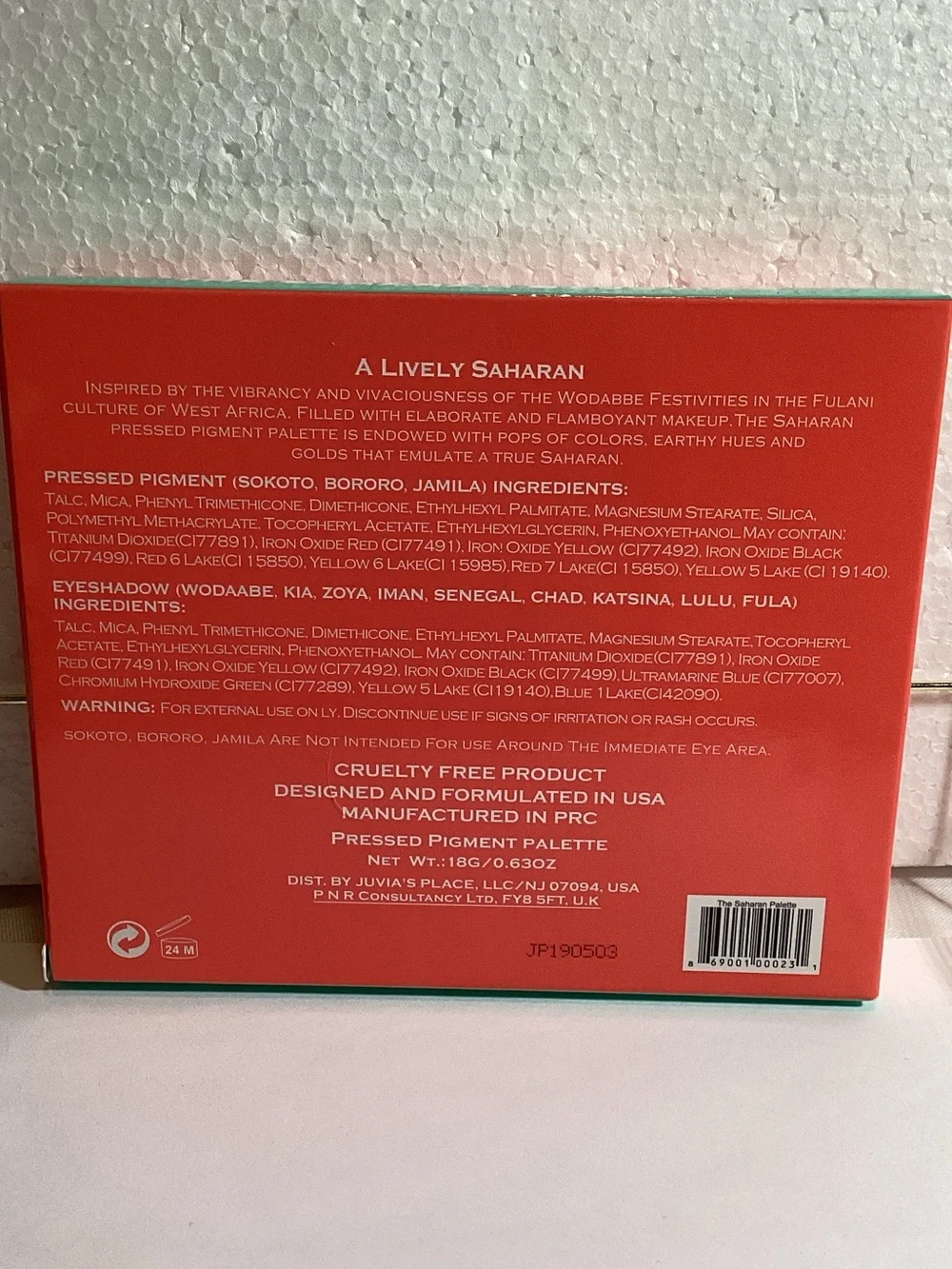 Juvia's Place Vibrant Orange Saharan Palette Box